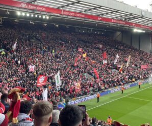 Flags flying on the kop