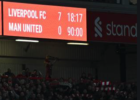 scoreboard at anfield showing liverpool 7 manchester united 0