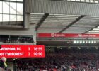 scoreboard at anfield showing liverpool 3 nottingham forest 2