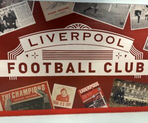 the words 'liverpool football club' surrounded by pictures