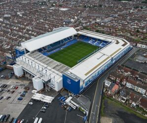 a drone shot of goodison park